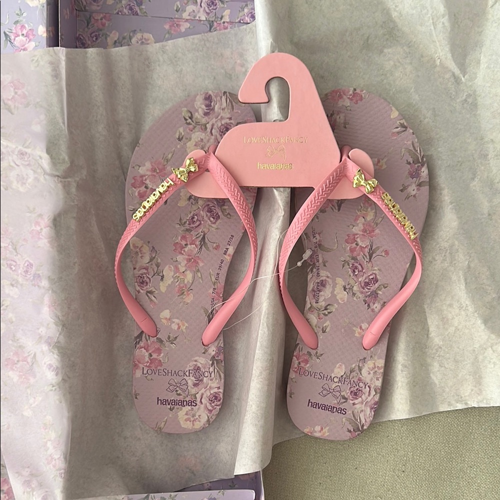 LoveShackFancy Pink Floral Sandals